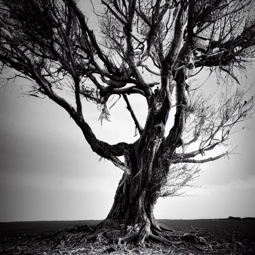 Image similar to a withered tree, award winning black and white photography