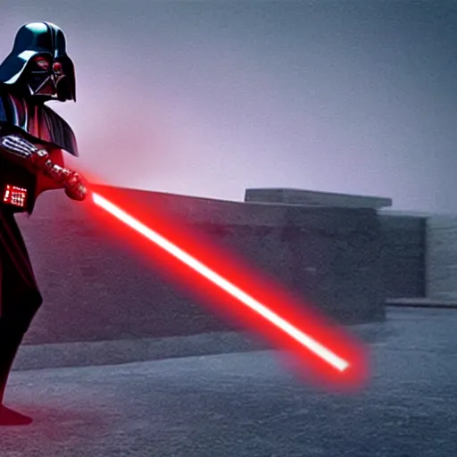 Prompt: darth vader with red laser sword with no legs and no arms futuristic star wars 8 k