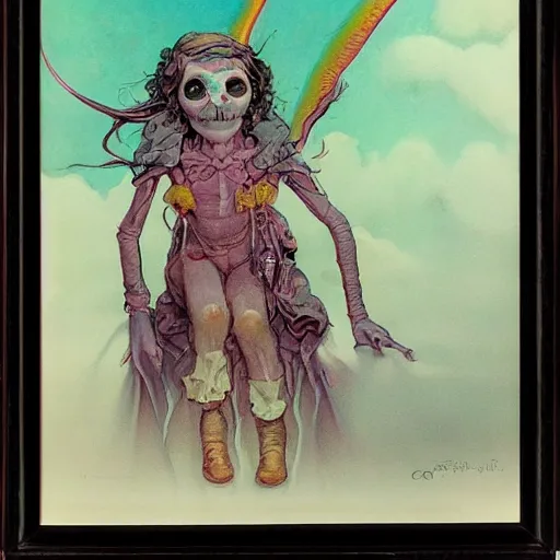 Image similar to original jean giraud art painting pastel goth aesthetic, creepy kawaii, psychedelic, matte painting, claire wendling