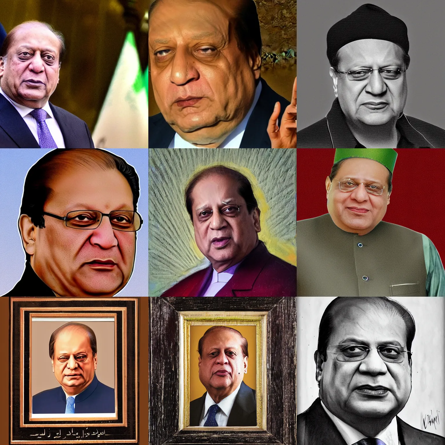 Prompt: A portrait of Nawaz sharif