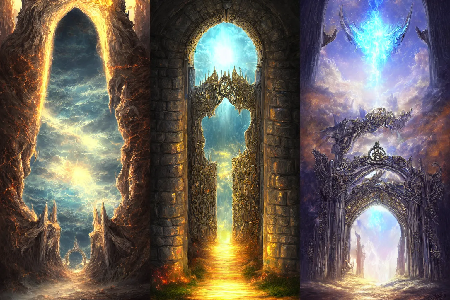 Prompt: The gate to the eternal kingdom of light, fantasy, digital art, HD, detailed.