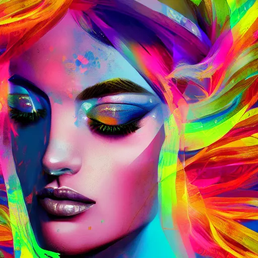 Prompt: goddess of beauty, abstract portrait, abstract colors, colorful, euphoric, side profile, painting, digital abstract art, detailed, artstation, 4 k