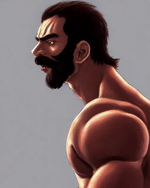 Image similar to gigachad luigi onepunch man bodybuilder in final fight mountain by ilya kuvshinov, ernest khalimov body by krista sudmalis, fantasy character portrait, ultra realistic, concept art, intricate details, elegent, digital painting, smooth, sharp focus, illustration, art by artgerm and greg rutkowski and alphonse mucha, artstation