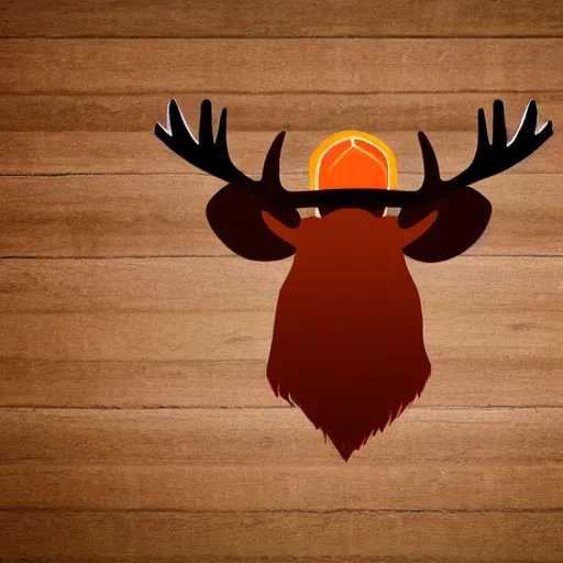 Prompt: an orange moose logo with maple leaf antlers, graphic design, logo