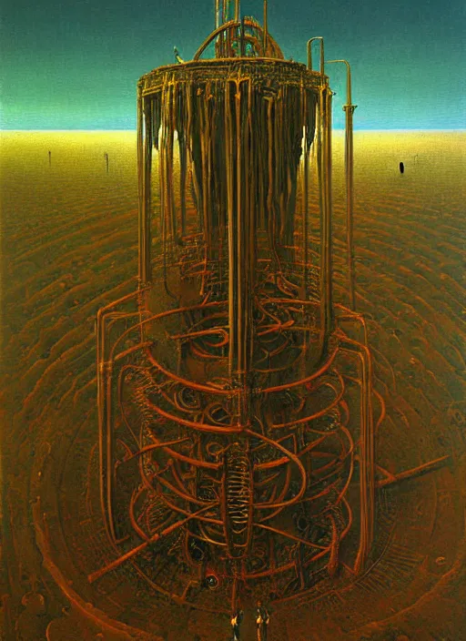 Image similar to machinery of creation occult reactor highly detailed painting by zdzisław beksinski 8 k