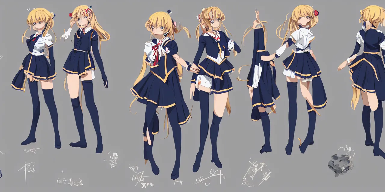 Prompt: sailor suit, costume, anime, game, character concept, characters reference sheet, high quality, ultra detailed, full body, trending on ArtStation, digital art, concept art