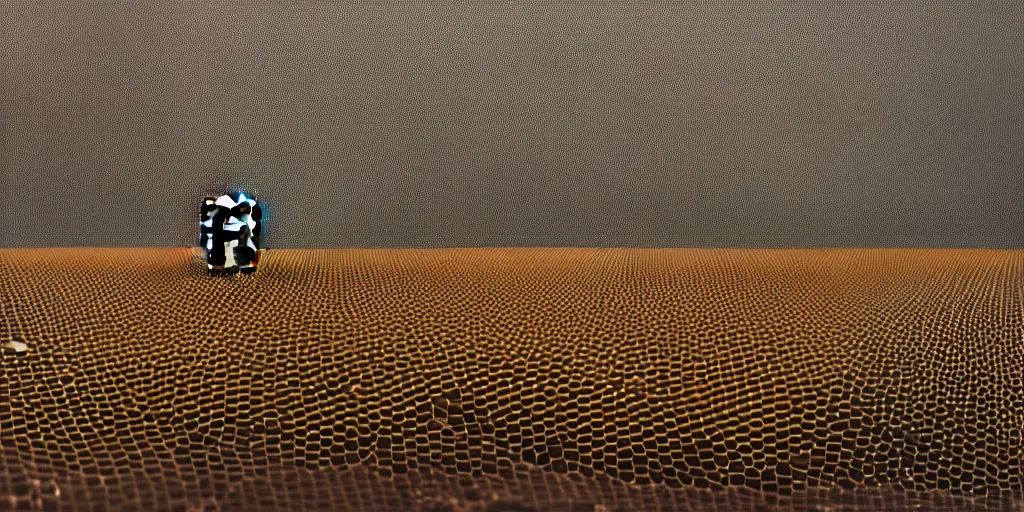 Prompt: real honeycomb organic building with dripping honey by tomas gabzdil libertiny sitting on the field, film still from the movie directed by denis villeneuve arrival movie aesthetic with art direction by zdzisław beksinski, telephoto lens, shallow depth of field