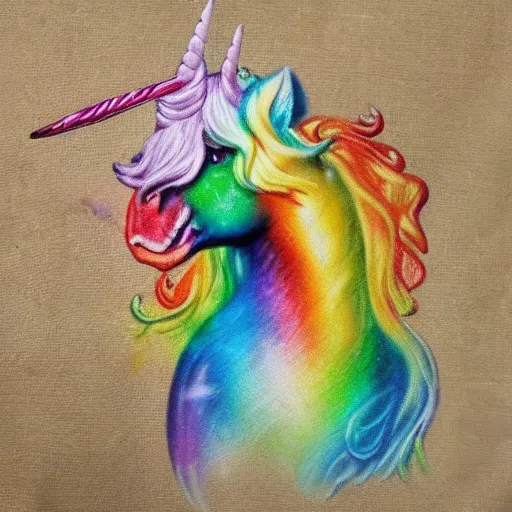 Image similar to unicorn dragon spitting rainbow fire, realistic