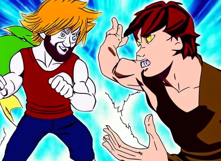 Prompt: Ultra Instinct Shaggy vs Chuck Norris