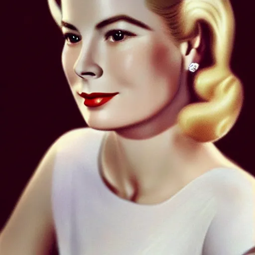 Image similar to 3D digital art of Grace Kelly dressed in a silk tank-top while she thinks a memory she thought she had but the memory was from the mind of the King of razor blades, Pinterest filter, complex detail added after taking the film still at 16K resolution, amazingly epic visuals, epically luminous image, amazing lighting effect, image looks gorgeously crisp as far as it's visual fidelity goes, absolutely outstanding image, perfect film clarity, amazing film quality, iridescent image lighting, mega-beautiful pencil shadowing, 16k upscaled image, soft image shading, crisp image texture, intensely beautiful image, large format picture, it's a great portrait of the highest quality, great Pinterest photo, Vogue portrait is masterfully lit, intricate, elegant, highly detailed, smooth, sharp focus, award-winning, masterpiece, in the style of Tom Bagshaw, Cedric Peyravernay, Peter Mohrbacher