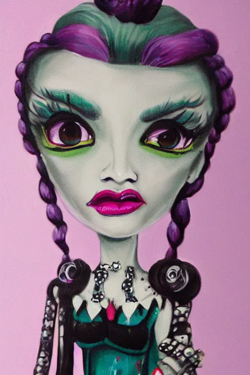 Image similar to Detailed painting of a Monster High Voltageous Frankie Stein Doll portrait