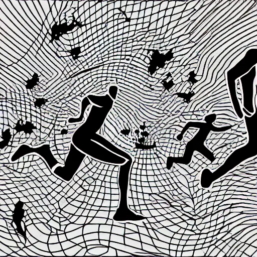 Image similar to people running away from a tiny nuclear explosion, at night, digital art