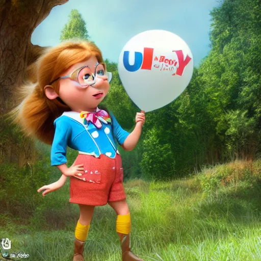 Image similar to mimi mathy as a disney character from up ( 2 0 0 9 ), octane render, 3 d render, photorealistic