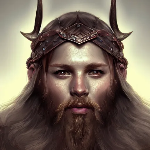 Prompt: portrait of a viking, female,, epic fantasy, detailed, intricate, digital painting, concept art, realistic, smooth, focus, rim light