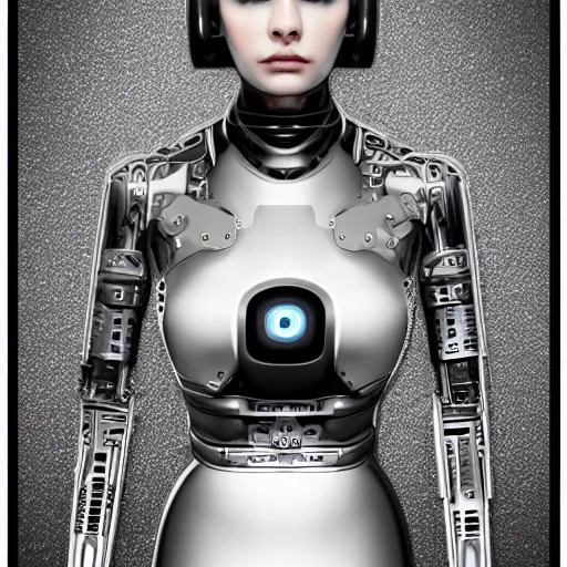 Prompt: photo of a hyper detailed female android , intricate mechanisms, cinematic, award winning, dramatic, impressive, portrait