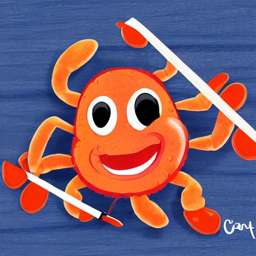 Image similar to cartoon happy crab with a violin