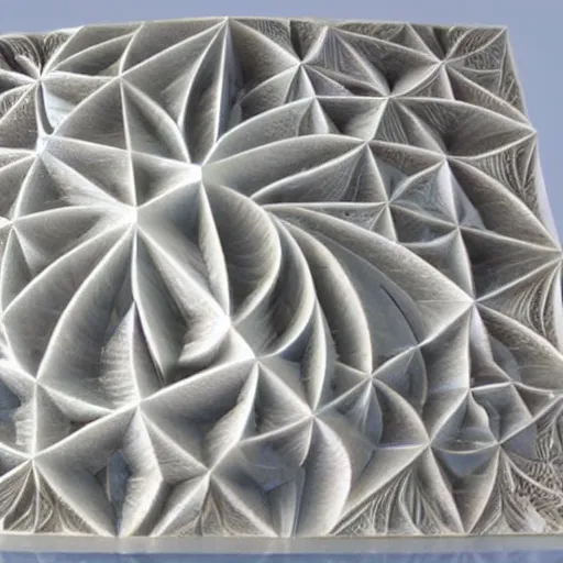 Prompt: a 3D fractal , carved from crystal