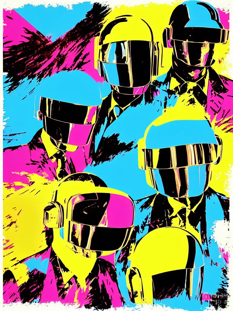 Prompt: Daft Punk abstract minimal art, inspired by Andy Warhol