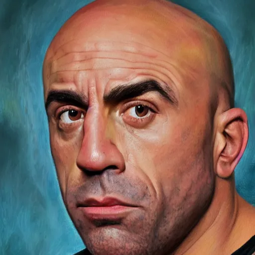 Prompt: joe rogan wearing a dress, oil painting, full body image, hyper realistic, close up, symmetrical, 4 k, highly ornate intricate details,