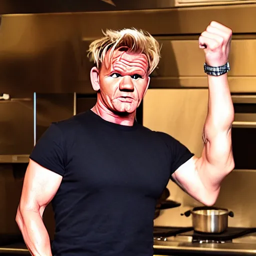 Prompt: Gordon Ramsay transforms into the Hulk