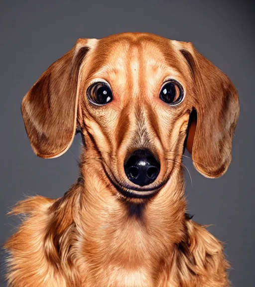 Image similar to owen wilson as an anthropomorphic dachshund : : headshot : : studio lighting,