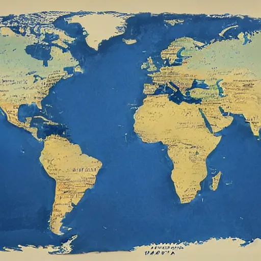 Prompt: the world map painted by a blue whale