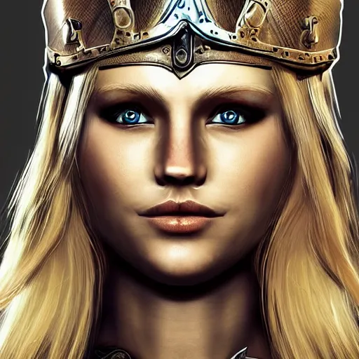 Image similar to blonde viking warrior princess, digital art, trending on artstation