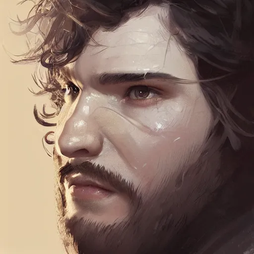 Image similar to portrait of jon snow with tiny beady eyes, a huge nose, and very wide mouth, by greg rutkowski, old, attractive, highly detailed portrait, scifi, digital painting, artstation, concept art, smooth, sharp foccus ilustration, artstation hq ”