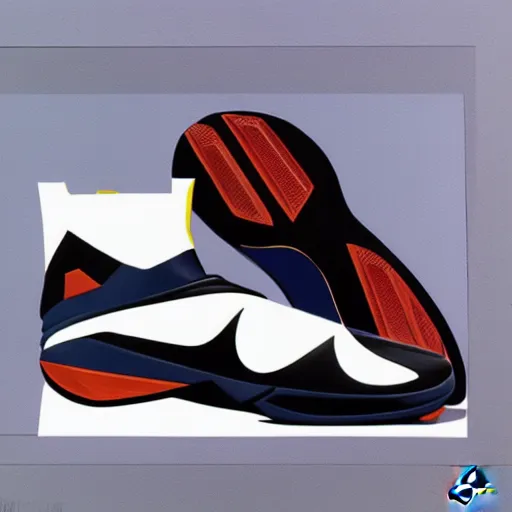 Image similar to retro futuristic Nike Lebron sneakers by syd mead, matte painting, geometric shapes