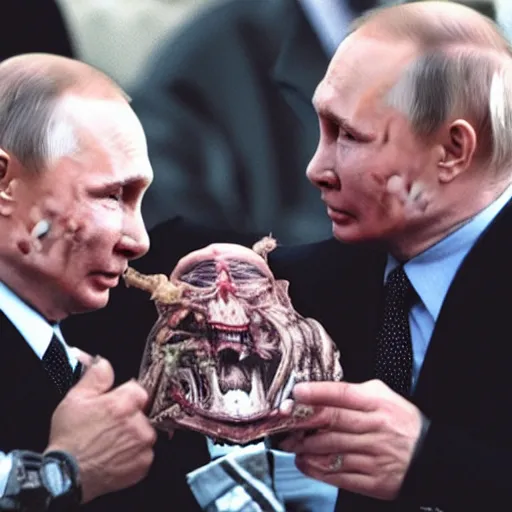 Prompt: putin eats children h r giger