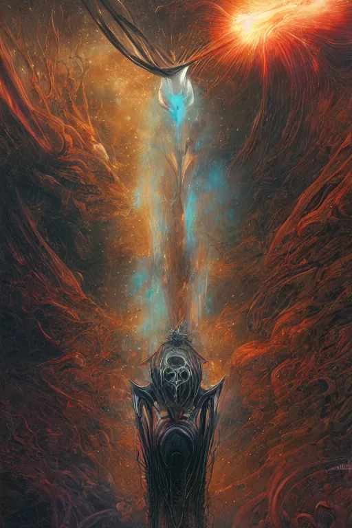 Image similar to now is the time to relaunch the dream weapon, by artgerm and yoshitaka amano and moebius and hr giger and zdislaw beksinski, hyperdetailed, surreal, dc comics, ornate, stunning, nebula, explosions in the sky, trending on artstation