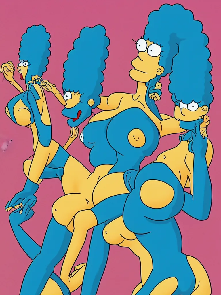 Prompt: sexy marge simpson in the style of sorayama