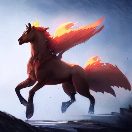 Image similar to Rapidash , Greg rutkowski, Trending artstation, cinematográfica, digital Art