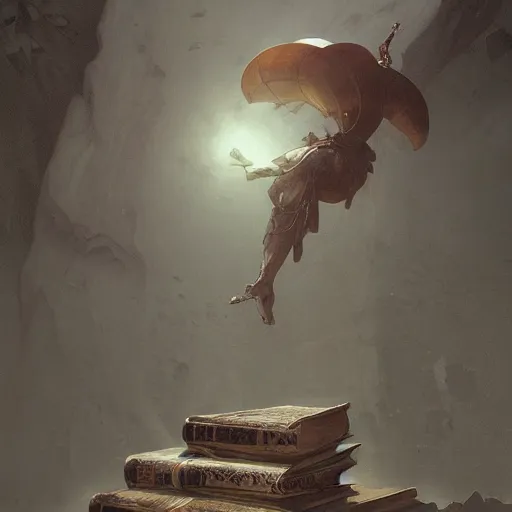 Image similar to concept illustration of a mysterious ancient book floating in the air. intricate, elegant, digital painting, concept art, smooth, sharp focus, illustration, from Metal Gear, by Ruan Jia and Mandy Jurgens and Greg Rutkowski and William-Adolphe Bouguereau, Trending on Artstation, artgem