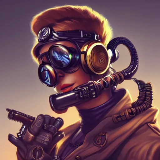 Prompt: a profile picture of a cobra with steampunk googles, by ROSS tran, 4k