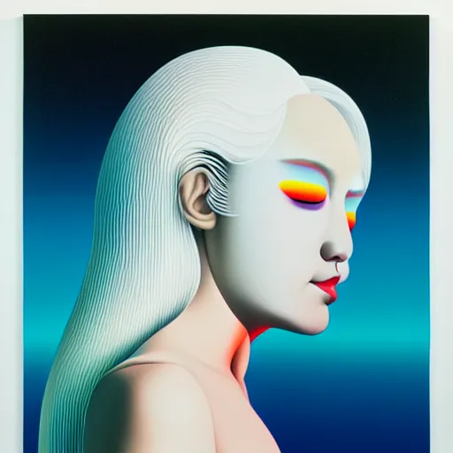 Image similar to white blonde sensual woman by shusei nagaoka, kaws, david rudnick, airbrush on canvas, pastell colours, cell shaded, 8 k