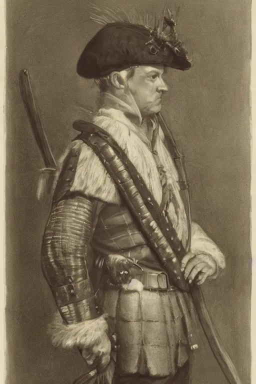 Prompt: a portrait of a Scottish laird wearing a balmoral hat, art