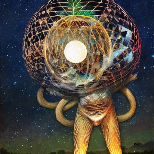 Image similar to A monkey at ozora festival by night, by Heather Theurer