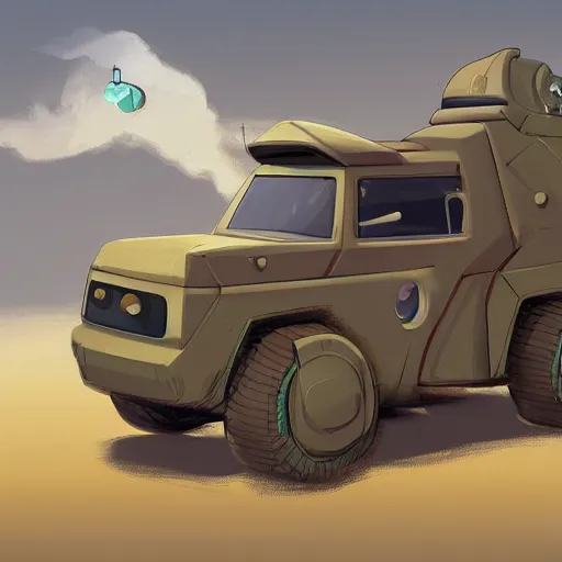 Image similar to 2d concept art of small vehicle by Dawid Michalczyk