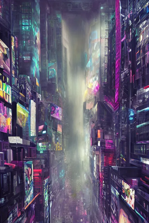 Image similar to the infinite arts of the dream robots taking over new york by mia brownell, very detailed, maximalism, ambient occlusion, volumetric light, atmospheric haze, hyper realism, futuristic but colorful shading, cinematic composition, realistic render, photography, wide shot