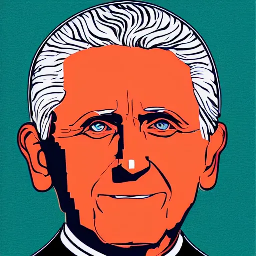 Image similar to portrait of pope benedict xvi screen print. pop art, high detail 8 k