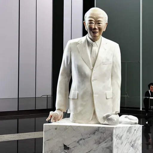 Prompt: Marble statue of Lee Kuan Yew (From: Singapore Art Museum)