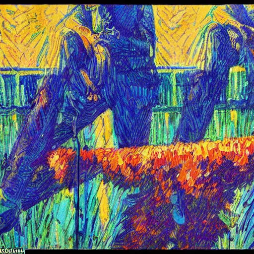 Prompt: post - impressionism by barry windsor smith mild. the photograph is a thing of beauty. colors are so bright & vibrant. composition is simply perfect. stunning elements. hard to believe that this is actually something as mundane as a flag. artist has taken something ordinary & made it into something extraordinary.