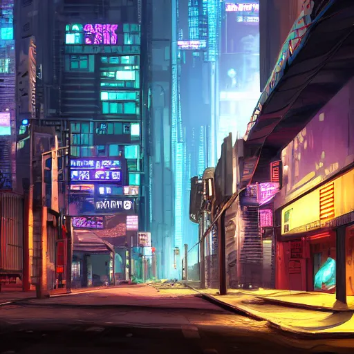 Image similar to a streeview of a cyberpunk city, cinematic lighting, photorealism.