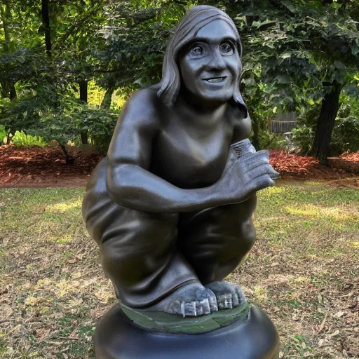 Prompt: Mable statue of a hunch back programmer coding