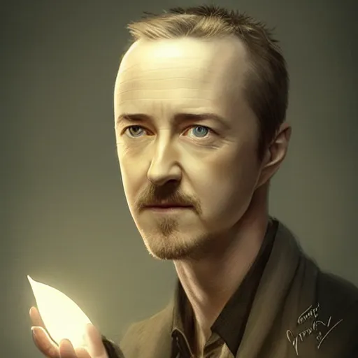 Image similar to edward norton as an egg, highly detailed, eggshell texture, dramatic lighting, concept art by greg rutkowski and artgerm