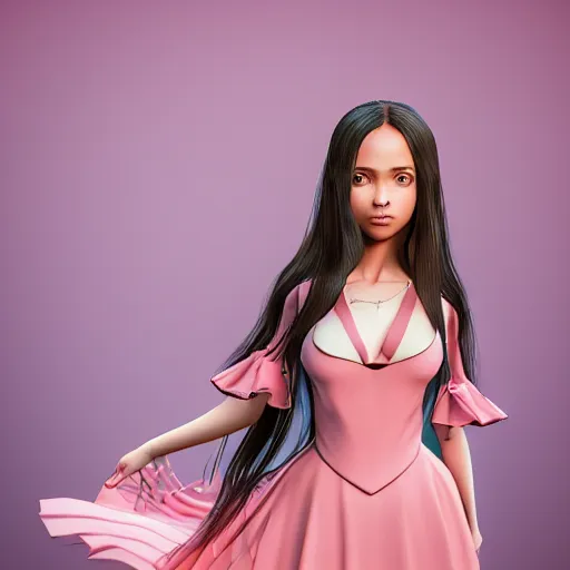 Prompt: girl with long hair and pink dress, real photo, posed, full body, instagram photo, kodak, portra, by wlop, ilya kuvshinov, krenz, cushart, pixiv, zbrush sculpt, octane render, houdini, vfx, cinematic atmosphere, 8 k, unreal engine 5, ultra detailed, photorealistic, ultra realistic