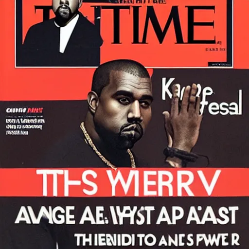 Prompt: kanye west giving inaugural address, canon a 1, time magazine cover