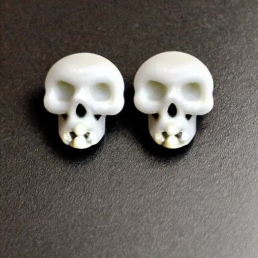 Image similar to artnouveau skull earrings made by René lalique in black, white and emerald and gold