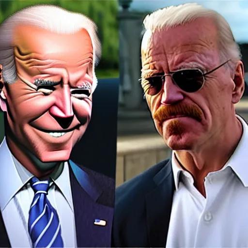 Prompt: Joe biden and Walter White in Los Pollos Hermanos